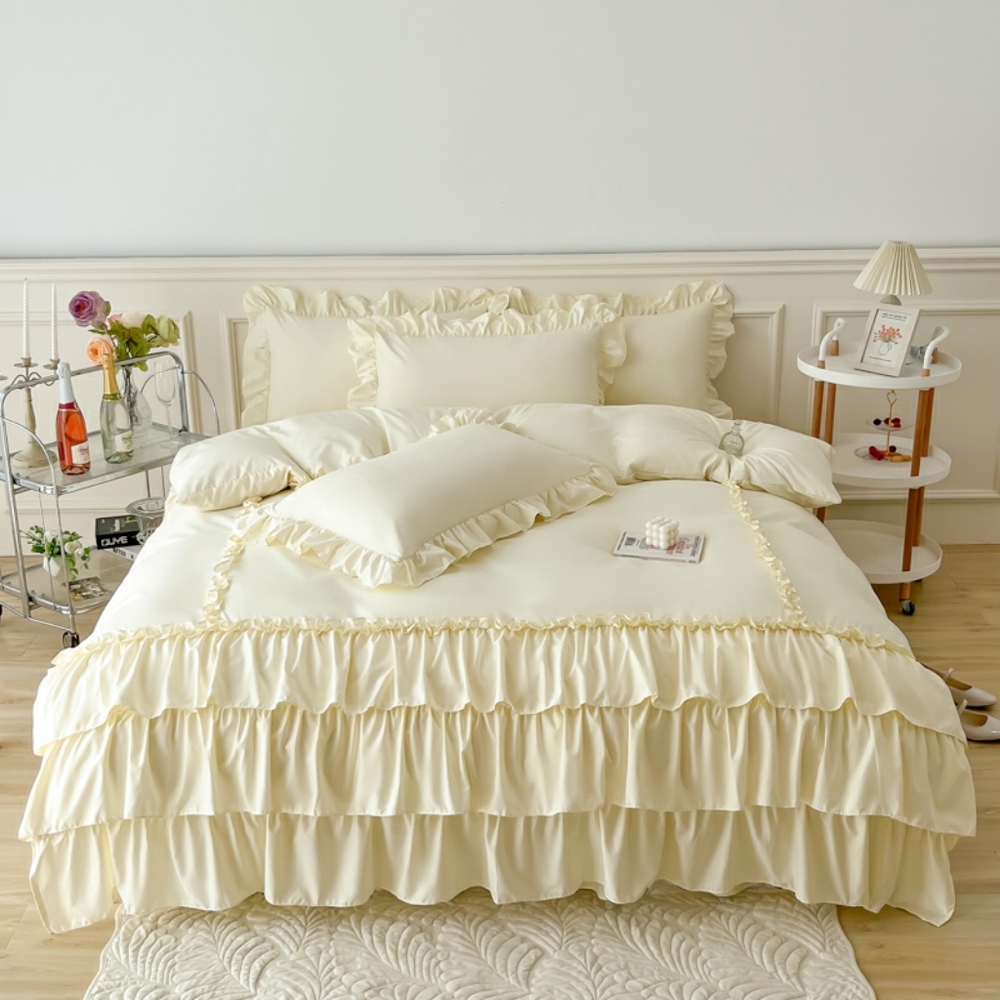 100% Cotton Queen Farmhouse Antique Ruffle Bed Set